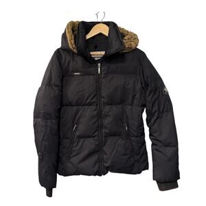 Columbia Womans M Down $225 Puffer Jacket Waterproof Hooded Coat Snow Black